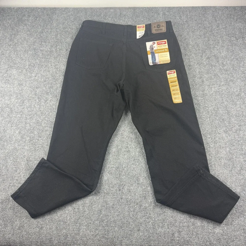 Wrangler Five Star Premium Relaxed‎ Fit Jeans Mens 38x32 Black Straight Denim